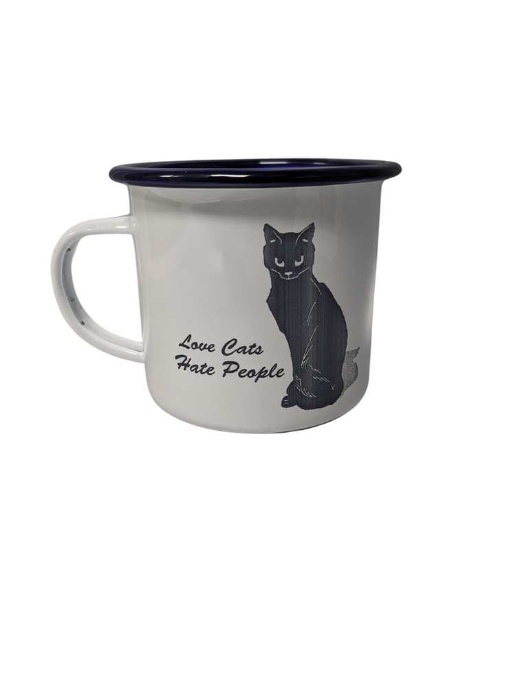 Love Cats Hate People Enamel Mug