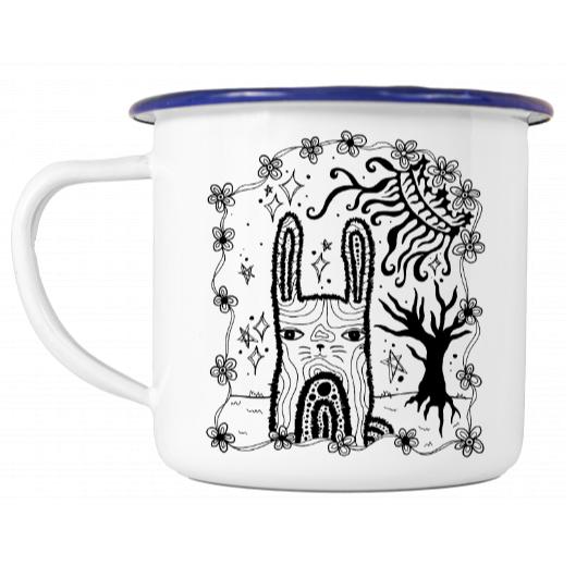 Rabbit Enamel Mug by Emily