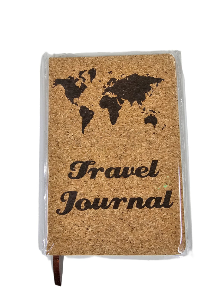 World explorers cork notebook - Eco-friendly travel journal with laser engraved map