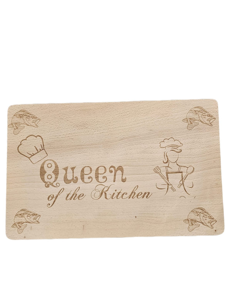 Custom engraved wooden chopping board. "Queen of the kitchen"