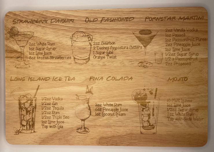 Engraved cocktail chopping board for mixology by Jade