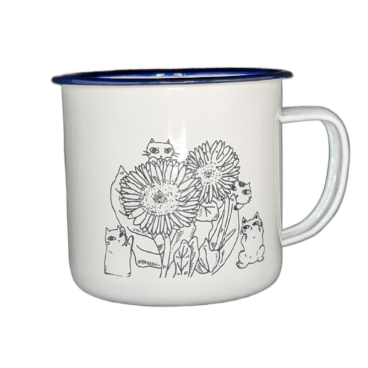 Flower Cat Enamel Mug By Cassie