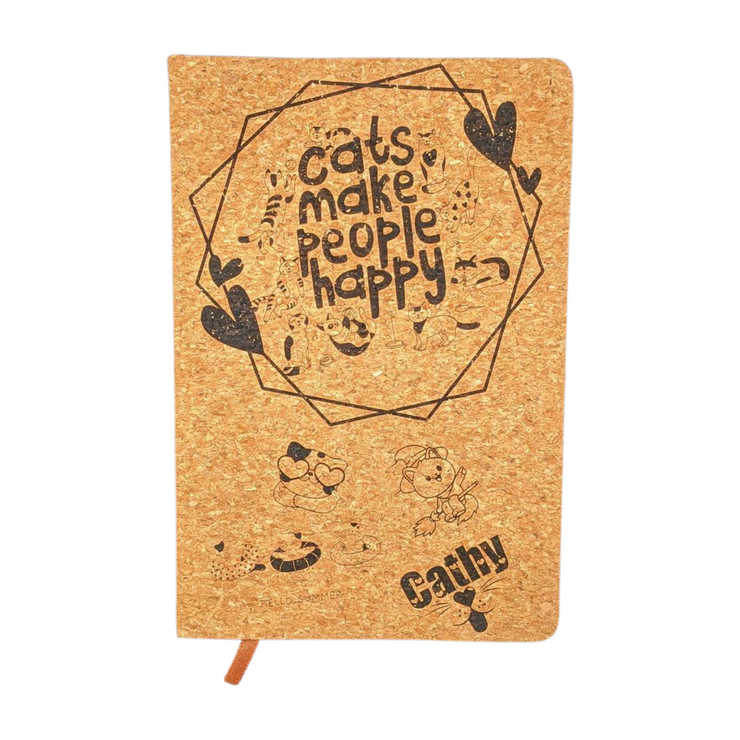 Gift For Cat Lovers: A5 Cork Notebook