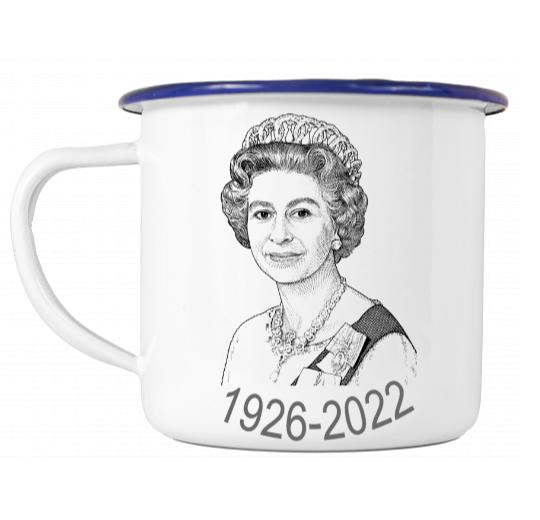 Queen Elizabeth Enamel Mug by Rodha Abugor