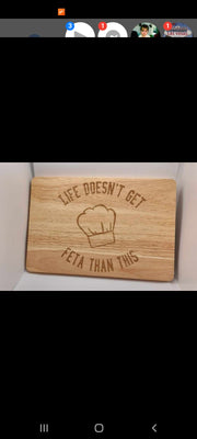 "Life doesn't get fetta than this" Chopping board by Sharron