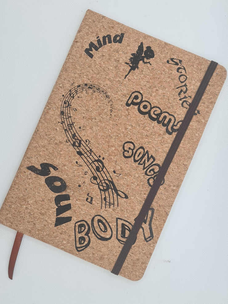 Creative words and pictures cork notebook