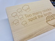 Bespoke Wooden Engraved Novelty Chopping or Cheese Board with Matching Wooden Spoon