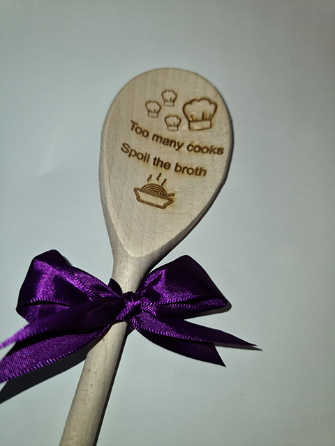 Bespoke Wooden Engraved Novelty Chopping or Cheese Board with Matching Wooden Spoon