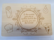Bespoke Wooden Engraved Family Quote Chopping or Cheese Board with Matching Wooden Spoon